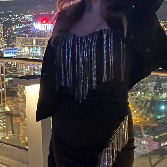 Black sweetheart Rhinestone Bodysuit - Picture 2 of 5